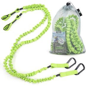 Gradient Fitness 2 Pack Kayak Paddle Leash, 5-8 Feet Stretchable Paddle Strap with Carabiner Secure Leash Lanyard Rope for SUP Kayak Canoe Paddle Fishing Pole Rod