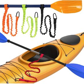 Paddle Leash Kayak Paddle Holder Tool Lanyard - 2 Pack Stretchable Paddle Strap with Carabiner Secure Leash Lanyard Rope for SUP Kayak Canoe Paddle Fishing Pole Rod