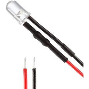 uxcell 20Pcs 5mm Pre Wired LED, Blue DC3-5V Clear Lens, Light Emitting Diodes