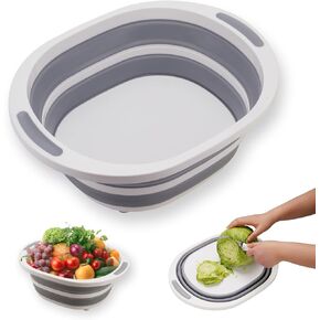Collapsible Wash Basin, Folding Dish Tub Sink with 8l Capacity, Space Saving Dish Basin, Portable and Suitable for Use As A Dish Pan for Dishing, Fruit, BBQ Prep Tubs