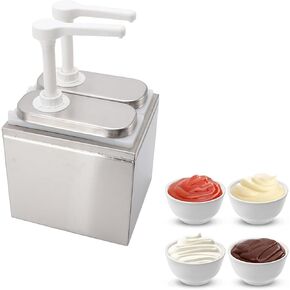 Commercial Sauce Dispenser, 35ml Squeeze Capacity Ketchup Dispenser Pump Syrup Pump Sauce Dispenser Pump for Ketchup, Mustard, Honey, Milk (1L Double Pump)