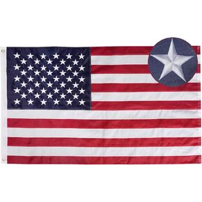 Bradford Small American Flag 20x30 In for Boat Made in USA Embroidered Patriotism USA Flags with 2 Brass Grommets and 4 Stitching Rows US Boat Cabin Flags