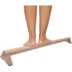 Wooden Balance Beam, 40 Inch Round Beech Wood Balance Beam, Versatile Sensory Balance Stability Beam, Beam Gymnastics for Home, Floor Balancing Board for Kids Toddler Adult All Ages Trainer Toy