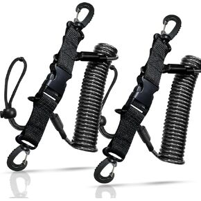 Scuba Diving Lanyard, Heavy Duty Stainless Steel Spring Coiled Lanyard with Quick Release Buckle - 2 Pack