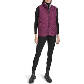 Andrew Marc Women's Zip Front Quilted Faux Sherpa Vest