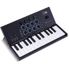 Folding MIDI Controller 25 - MIDI Over Bluetooth &USB Ultra-Portable Keyboard Controller - Built-In Battery for Professional Music Production - Compatible with Mac, PC, iOS & Android