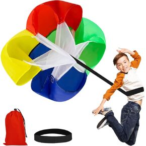 Multicolor Resistance Parachute 43 inch Running Drag Chute with Adjustable Waist Strap for Kids Youth Power Speed Training