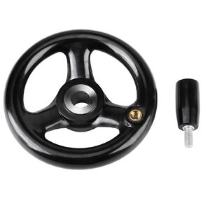 Hand Wheel, Plastic Round Hand 3 Spoke Wheel for Lathe Milling Machine Lathes Grinders 12x100mm Black