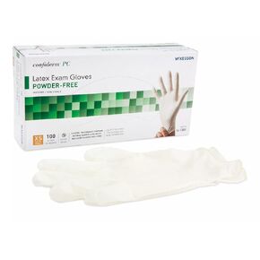 McKesson Confiderm Latex Exam Gloves, Non-Sterile Medical Gloves with Textured Fingertips - Beaded Cuff, Powder-Free - Ivory, Size XS, 100 Count, 1 Box, 100 Count, 1 Box