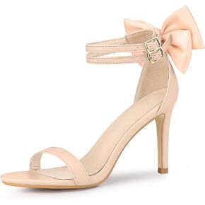 Allegra K Women's Bow Back Ankle Straps Stiletto High Heel Sandals