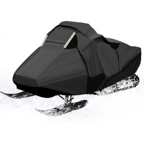 Snowmobile Cover, 210D Oxford Fabric Windproof Waterproof, Heavy Duty Snowmobile Cover With 2 Windproof Straps for Snowmobiling With Refelctive Stripes (L 145x51.2x47.6)