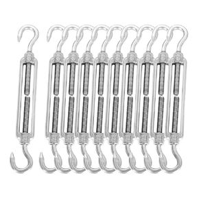 10pcs Turnbuckles, M6 Turnbuckle Hook and Hook, Anti-Rust Turn Buckles, Stainless Steel Turnbuckle, Heavy Duty Hook to Hook Turnbuckle, 304 Hardware Turn Buckles for Sun Shade Sail, Silver