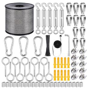 1/8" Wire Rope Kit，Steel Wire Cable，165FT Turnbuckles for Cables Wire，Vinyl Coated Stainless Steel Cable Wire for Outdoor,Garden,Kitchen,Craft with Turnbuckle