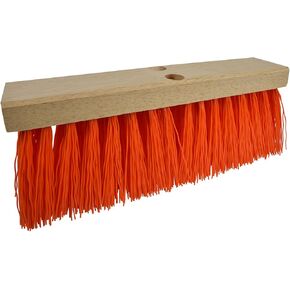 Janico 4016 Bristles Street Broom Head, 16 Inch, Orange Poly Bristles, Brown