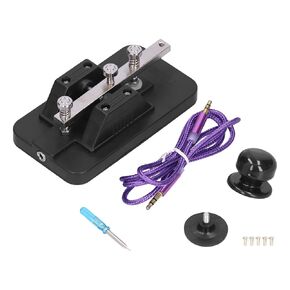 Telegraph Tapper with Buzzer, Manual Morse Code Key, CW Practice Tool with Voice Prompts for Beginners, Connecting Cable, Portable &, Black, for Morse Code Practice