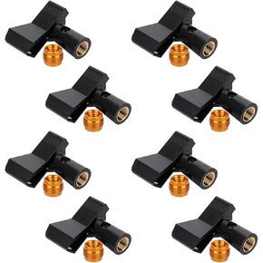 8pcs Mic Clips for Stands, Adjustable Microphone Holder with 8 Adapters Anti-Slip Wireless Mic Clamp Microphone Accessories for Mic Stand with 5/8 Inch Male to 3/8 Inch Female Adapter