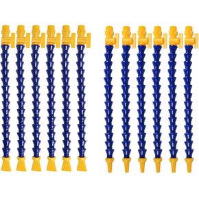 YXQ 12Pcs 1/2PT Flexible Water Oil Coolant Pipe Hose+Switch 16.2-inch (6 Round+6 Flat) Nozzles Adjustable Body Plastic