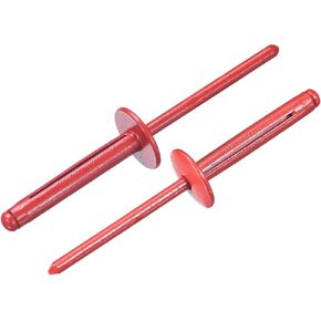 uxcell 100Pcs 5/32"x1" Aluminum Large Head Tri Grip Rivets, Large Flange Tri Grip Rivets for DIY, Sheet Metal, Automotive Repairs, Furniture, Marine Boat (Red)