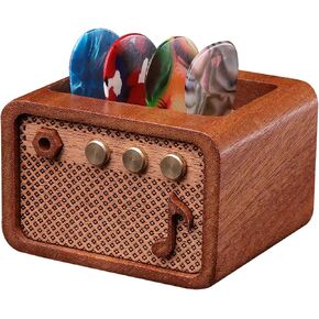 Guitar Accessories, Sapele Wood Electric Guitar Amp Shaped Guitar Pick Holder, Gift for Guitar Players Guitarists for Picks Storage and Display
