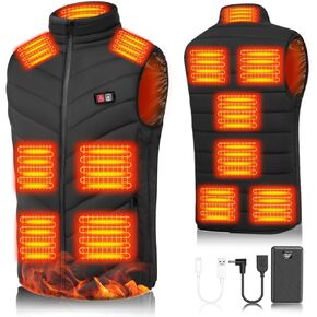 13 Heating Zones Heated Vest Battery Pack 7.4V 30000mAh Lightweight Warming 6 Heating Levels Rechargeable Heating Vest