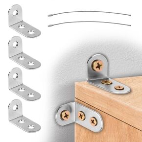 24pcs Furniture Anchors, Anti-Tip Furniture Anchors Stainless Steel Furniture Wall Anchor Falling Furniture Straps Prevention Furniture Anchors for Baby Proofing Safety