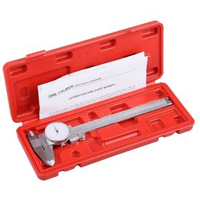 Accusize Industrial Tools 0-6''/0-150 mm by 0.001''/0.02 mm Inch/Metric Dual Needle Precision Dial Caliper Stainless Steel, P920-S236
