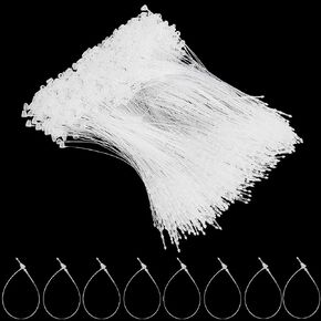 2000Pcs 5 Inch Security Price Tags Snap Lock Pin Plastic Hang Tags Fasteners Clear Ring Loops Transparent Adjustable Safety Tags Ties for Retail Store Clothes Price Tag DIY Accessory Supply