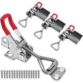 4pcs Toggle Latch Clamp 4001, 400Lbs 304 Stainless Steel Adjustable Toggle Latch Smoker Quick Release Pull Latch With 16pcs Screw