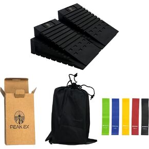 Squat Wedge Block - 2 Pcs Heel Elevated Squat Wedges with 5 Resistance Bands | Workout, Weightlifting, Calf Stretcher | Exercise Foot Wedges for Squats and Yoga | Slant Board for Squats