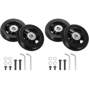 uxcell Set of 2 Luggage Wheels Replacement 84 x 24 mm/3.3" x 0.9" Rubber Swivel Caster Bearing Wheels Repair Kits for Suitcase Inline Outdoor Skate,Black
