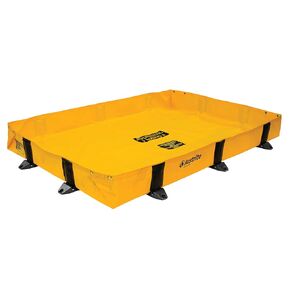 Justrite Rigid-Lock QuickBerm® Lite, 4' x 6' x 8" Folding Oil Spill Containment Berm, 119 Gallon Spill Capacity, PVC Coated Fabric, Made in The USA, Yellow, 28372