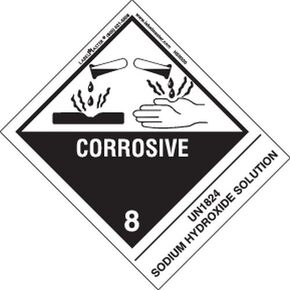 Labelmaster HSN5300 Corrosive Label, UN1824 Sodium Hydroxide Solution, Hazmat, 4.75" x 4" (Pack of 500)