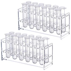 2 Pcs Acrylic Test Tube Holder Rack 12 Sockets 18ml Test Tube Rack Clear Lab Tube Holder for 15-18ml Centrifuge Tubes