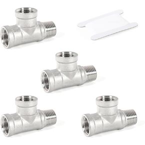 Kodilin Pipe Fittings 304 Stainless Steel Tee Pipe Fittings, 1/4" NPT Female x 1/4" NPT Male x 1/4" NPT Female Pipe Fittings, Male Branch Tee - 4PCS