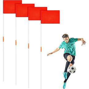67" Soccer Corner Flags Set of 4 with Soccer Agility Poles 12.4 x 9.65" Football Field Corner Flags Training Poles for Outdoor Sports Soccer Rugby Field Hockey Training Practice Equipment
