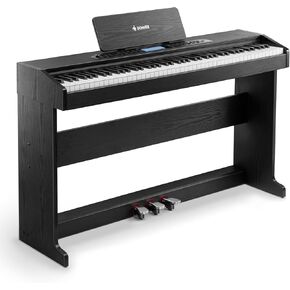 Donner Digital Piano with 88 Key Weighted Keyboard, Beginner Full Size Electric Piano Keyboard Boast Wireless Connection, 4.3" LCD, Record, 610 Tones, 600 Rhythms, 3 Piano Teaching Modes, DDP-95 Black