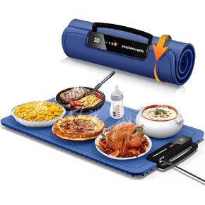 Food Warming Mat for Electric Tray: 24H Full Surface Heat Warmer with 7 Temp Setting Portable - Silicone Heating Buffets Party and Daily Use