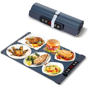 Food Warmer Mat,Electric Portable Silicone Warming Tray, 4 Level Temperature Heating Tray for Food ，1-4 HoursTimer，Easy to Clean with Nano-Material,Food Warmers for Parties ，Buffet ，Thawing