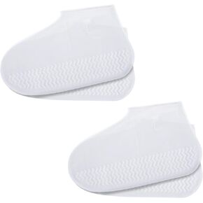 2 Pairs Waterproof Shoe Covers, Reusable Silicone Rain Shoe Covers Clear Hard Sole Version Non Slip Shoe Covers for Women and Men Outdoor Travel