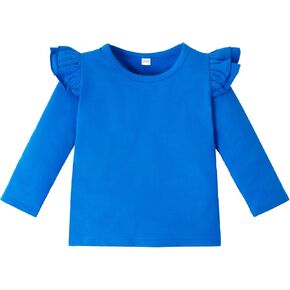 LYSMuch Toddler Baby Girls Long Sleeve Ruffle T Shirt Kids Casual Plain Solid Top Blouse T-Shirt Undershirt