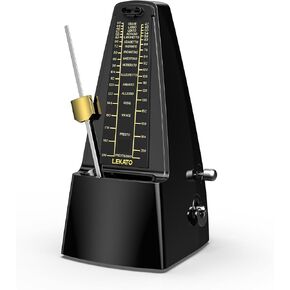 LEKATO Mechanical Metronome, Universal Metronome for Piano, Guitar, Violin, Drums and Other Instruments, Metal Movement, Classic Black