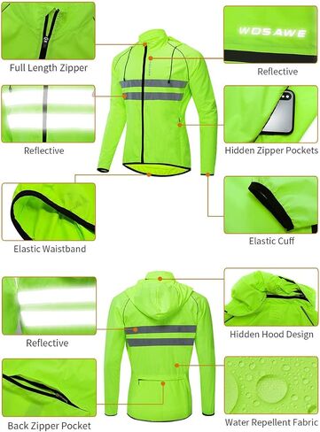 WOSAWE Packable Cycling Jacket Hooded Running Coat Lightweight Biking Windbreaker in Saudi Arabia