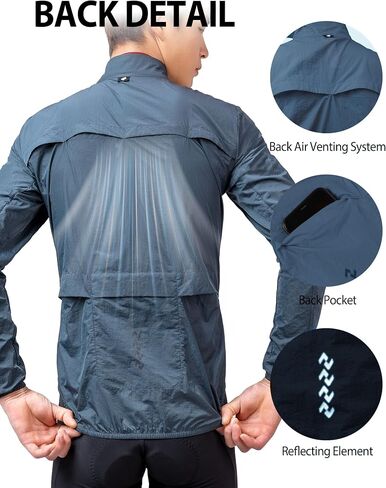 Men's Cycling Jacket Windbreaker Lightweight Packable Breathable Cycling Bike Jacket with Reflective Strips Hiking in Kuwait