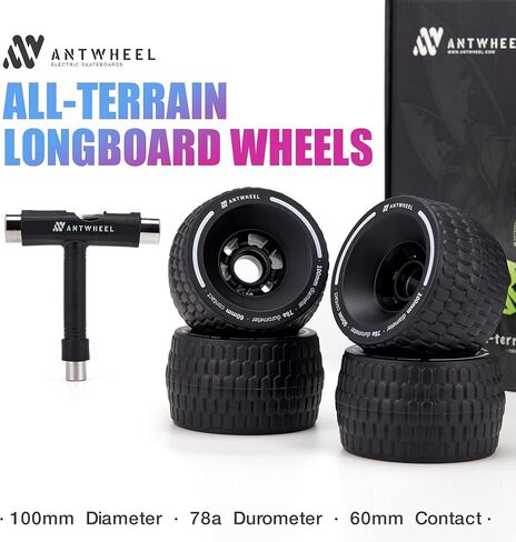 عجلات ANTWHEEL لجميع التضاريس، عجلات طويلة 100 مم، عجلات تزلج كهربائية 78A، عجلات يوريتان عالية الارتداد in Kuwait