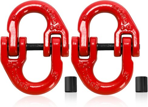 Bekith 2 حزمة وصلة سلسلة أمان 1/2 بوصة، وصلة توصيل وصلة اقتران مطرقة من سبائك الصلب G80، حد حمل العمل 12000 رطل، أحمر in Kuwait