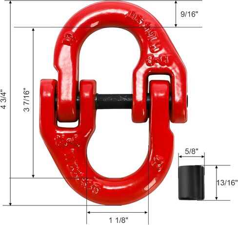 Bekith 2 حزمة وصلة سلسلة أمان 1/2 بوصة، وصلة توصيل وصلة اقتران مطرقة من سبائك الصلب G80، حد حمل العمل 12000 رطل، أحمر in Kuwait
