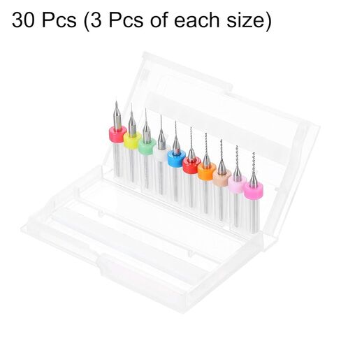 HARFINGTON 3 Set (30pcs) PCB Drill Bit Set 1/8" Shank 0.1mm-1mm Tungsten Carbide Micro Twist Drill Bits Tools for Print Circuit Board Jewelry Plastic Wood Soft Metal in Saudi Arabia