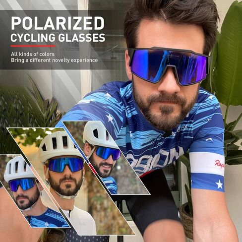 KAPVOE Polarized Cycling Glasses With 1 Lens Or 4 Interchangeable Lens Tr90 Frame For Men Women Sports Sunglasses Bike in Kuwait
