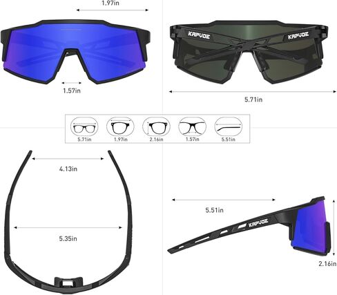 KAPVOE Polarized Cycling Glasses With 1 Lens Or 4 Interchangeable Lens Tr90 Frame For Men Women Sports Sunglasses Bike in Kuwait