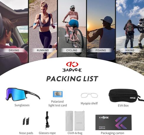 KAPVOE Polarized Cycling Glasses With 1 Lens Or 4 Interchangeable Lens Tr90 Frame For Men Women Sports Sunglasses Bike in Kuwait
